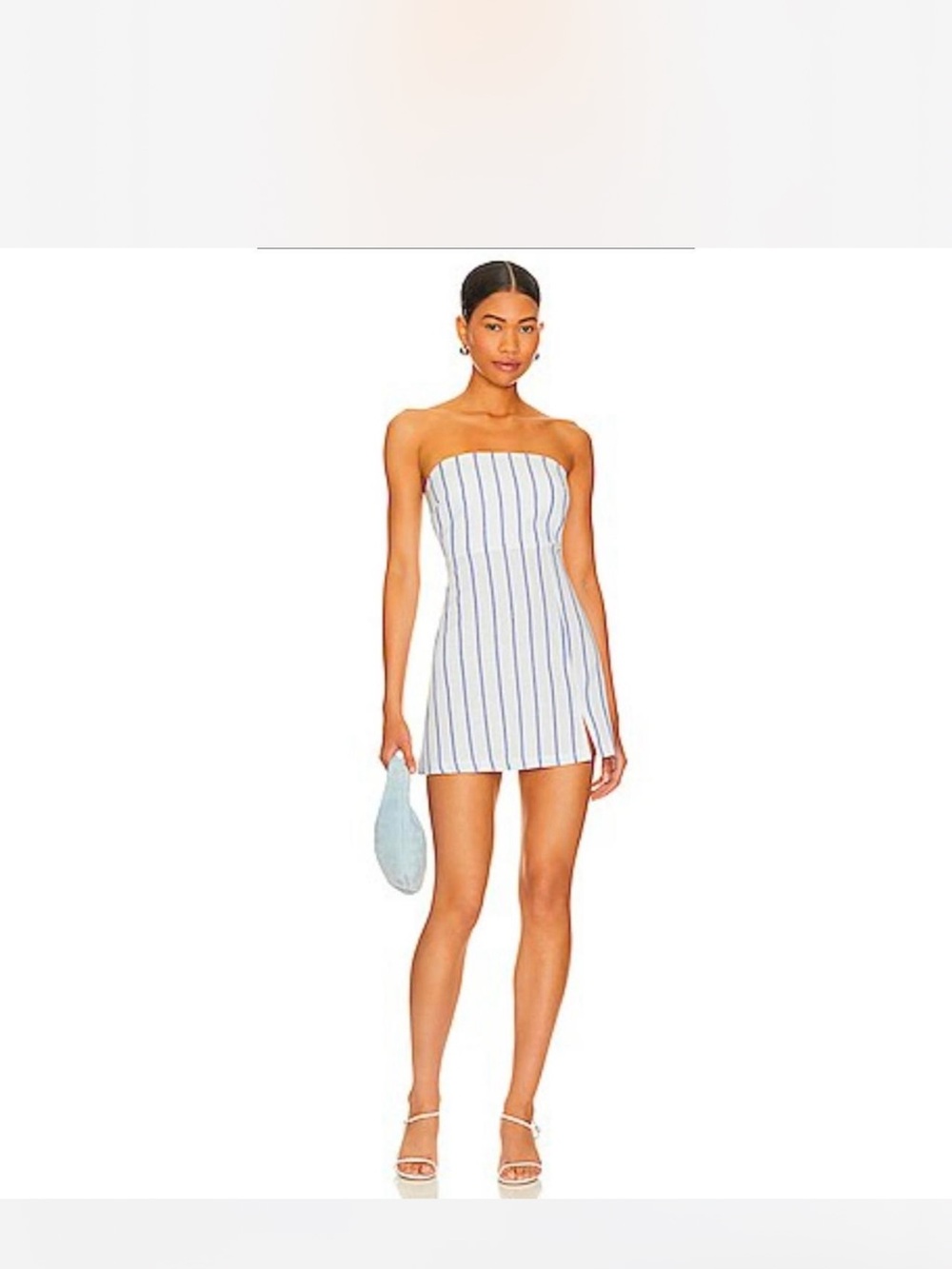 Strapless Blue & White Stripe Mini Dress